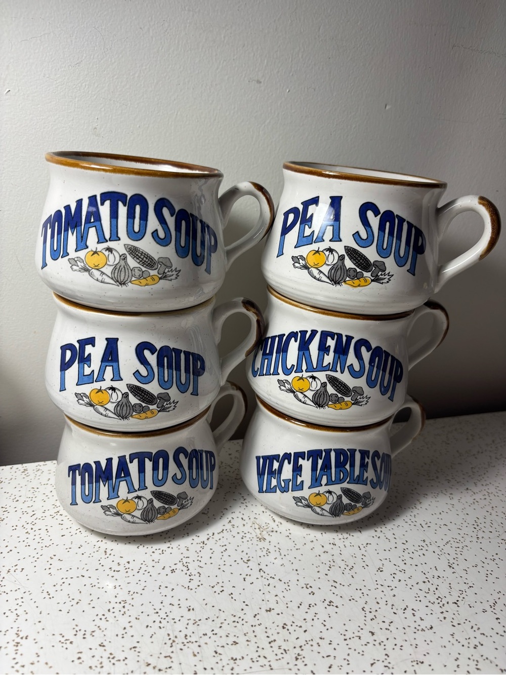 Set of 6 vintage Festival stoneware soup bowls made in Korea